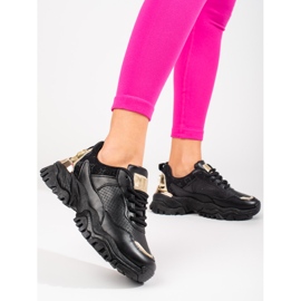 Sneakers Shelovet nere da donna con suola spessa nero 2
