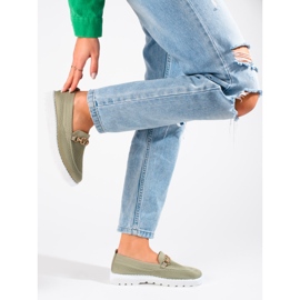 Mocassini da donna in tessuto Shelovet oliva verde 2