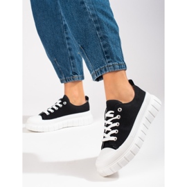 Sneakers nere con plateau Shelovet da donna nero 2