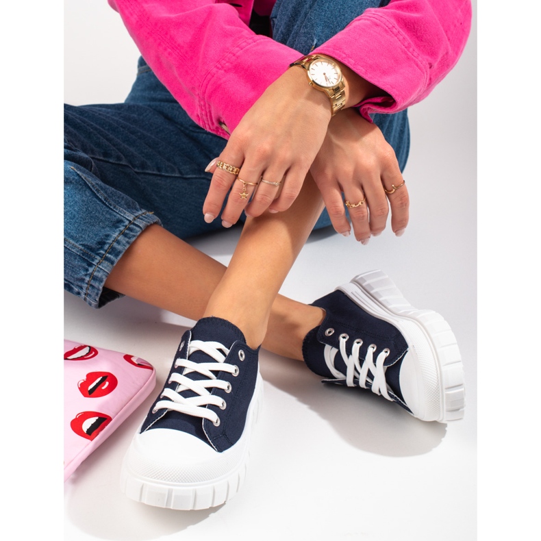 Sneakers blu navy da donna Shelovet sulla piattaforma 1