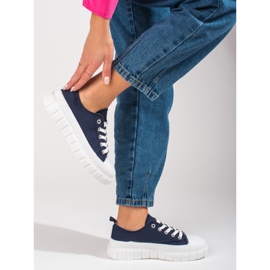 Sneakers blu navy da donna Shelovet sulla piattaforma 2