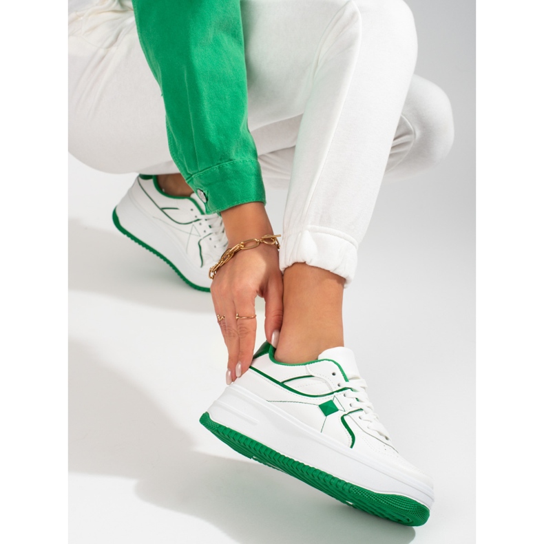 Scarpe sportive da donna Shelovet bianche e verdi bianco 2