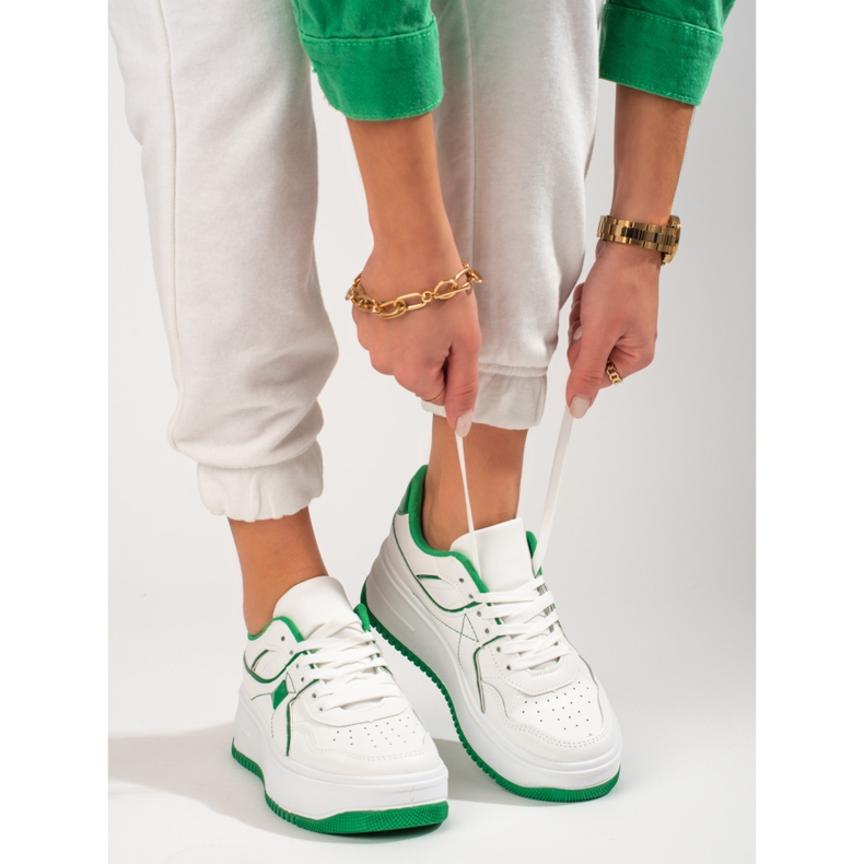 Scarpe sportive da donna Shelovet bianche e verdi bianco 1