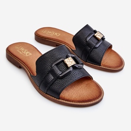 Lewski Shoes Ciabatte da donna in pelle Leewski Shoes 3270 nere nero d'oro 1