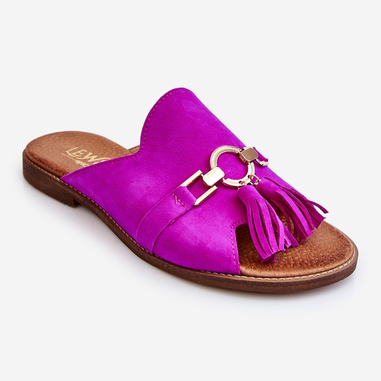 Lewski Shoes Pantofole da donna in camoscio Leski Shoes 3226 Fucsia rosa 1
