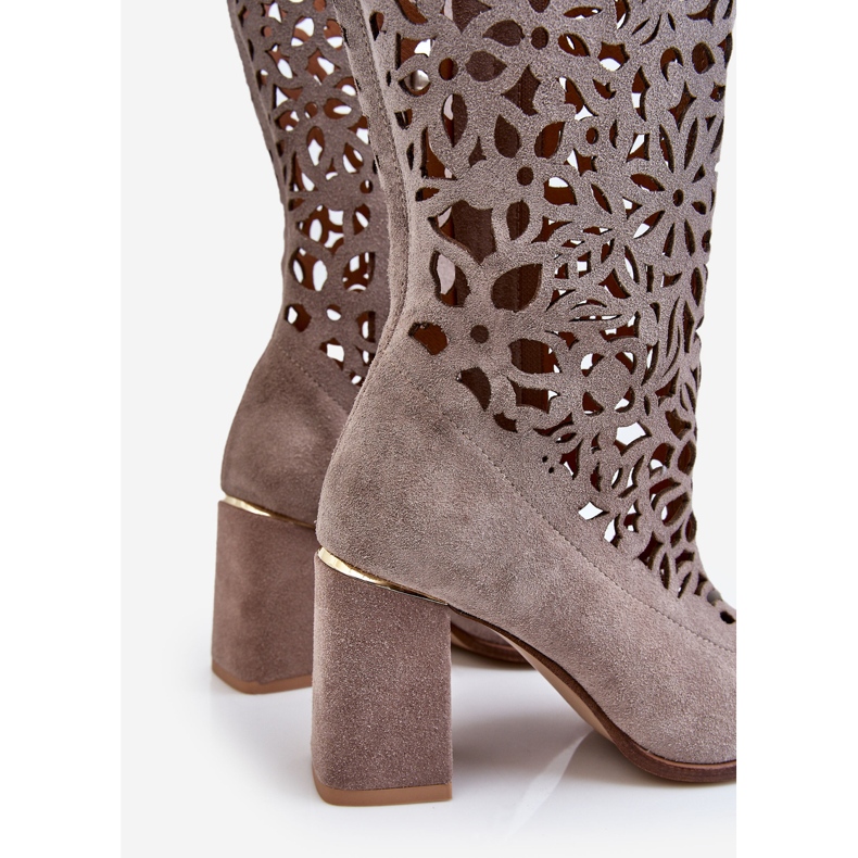 Lewski Shoes Stivali Traforati in Pelle Scamosciata Leski Shoes 3234 Cappuccino multicolore 1