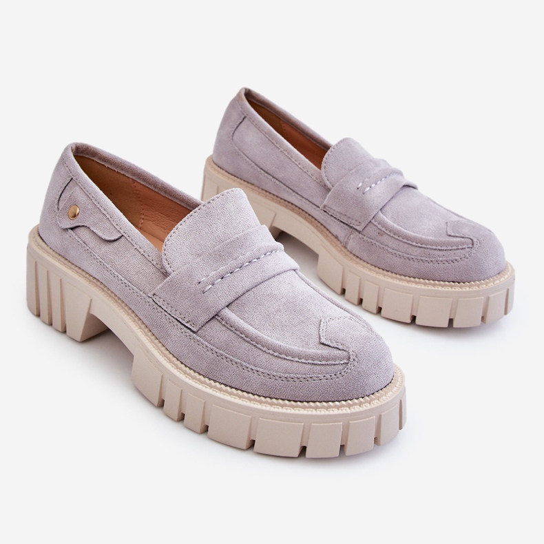 PS2 Scarpe Senza Lacci Da Donna In Pelle Scamosciata Grigio Fiorell 1