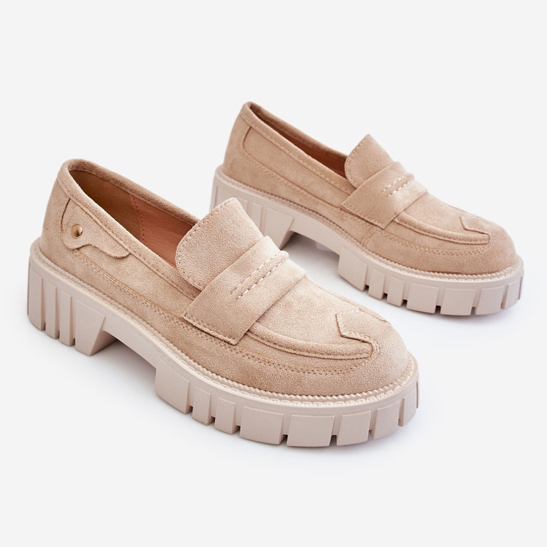 Scarpe Senza Lacci Da Donna In Camoscio Beige Fiorell 1