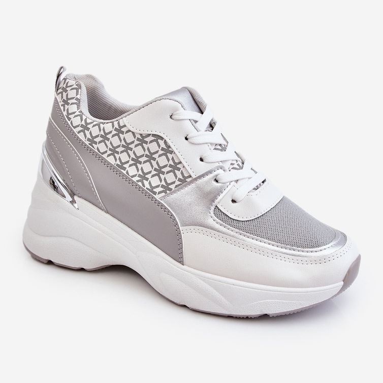 Scarpe Sportive Da Donna Con Plateau Bianche E Grigie Ferrina bianco 1