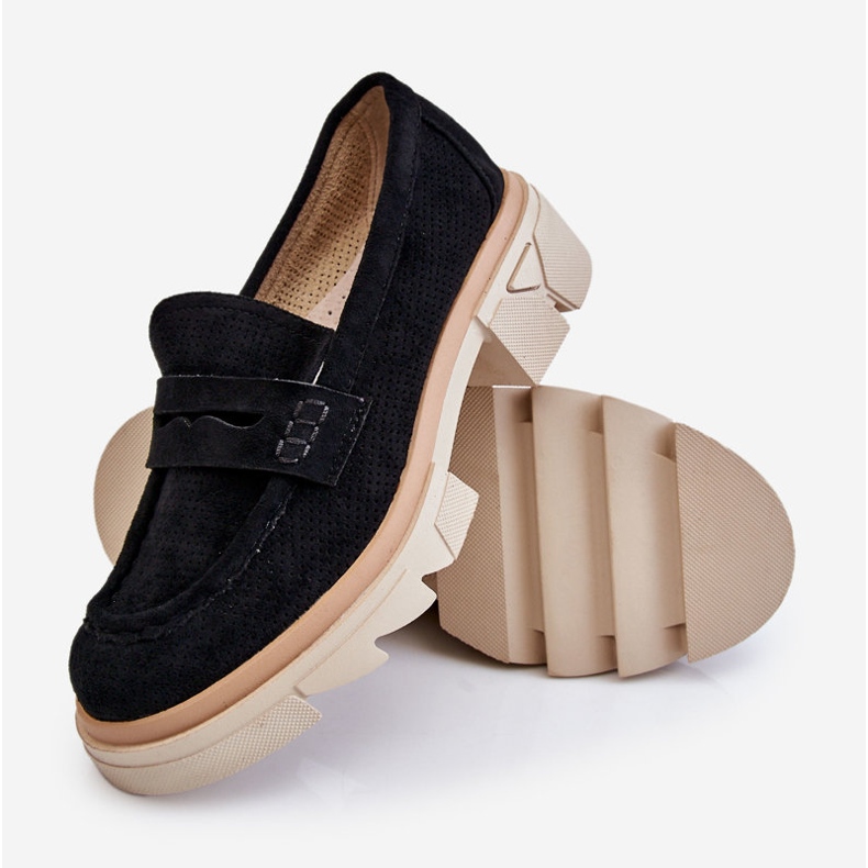 PM1 Mocassini da donna Scarpe con tacco piatto Nero Fletcher 1