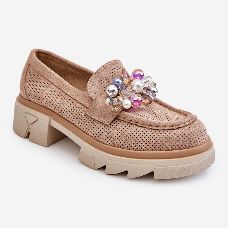 Mocassini Francesi Donna Con Decorazioni Beige Issac 2