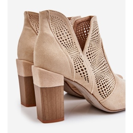 PM1 Stivali con tacco alto in camoscio traforato Beige chiaro Leanna marrone 1