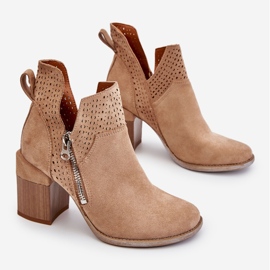 PM1 Stivali con tacco grosso in camoscio Camden beige 1