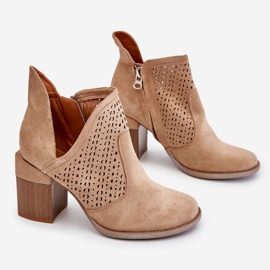 PM1 Stivali tagliati in pelle scamosciata beige Layne 2