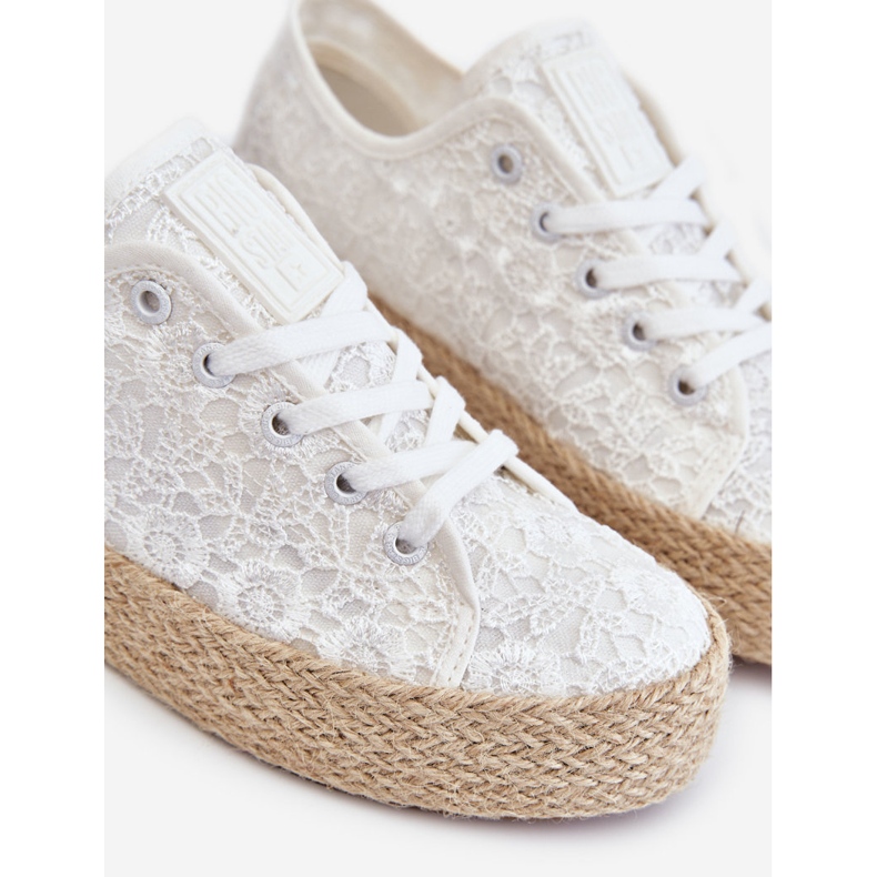 Sneakers da donna con piattaforma intrecciata Big Star LL274199 Bianche bianco 1