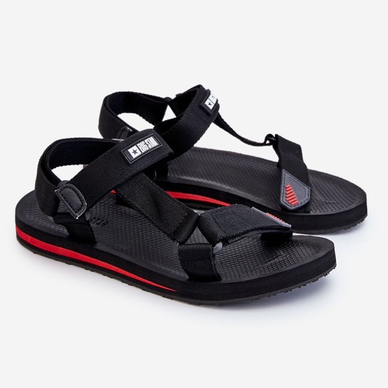 Sandali con velcro da uomo Big Star DD174717 neri nero 1