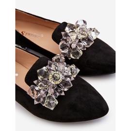 Mocassini impreziositi da donna con tacco piatto Black Sloane nero 1