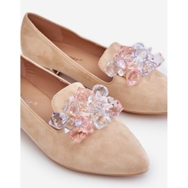 Mocassini impreziositi da donna con tacco piatto Beige Sloane 1