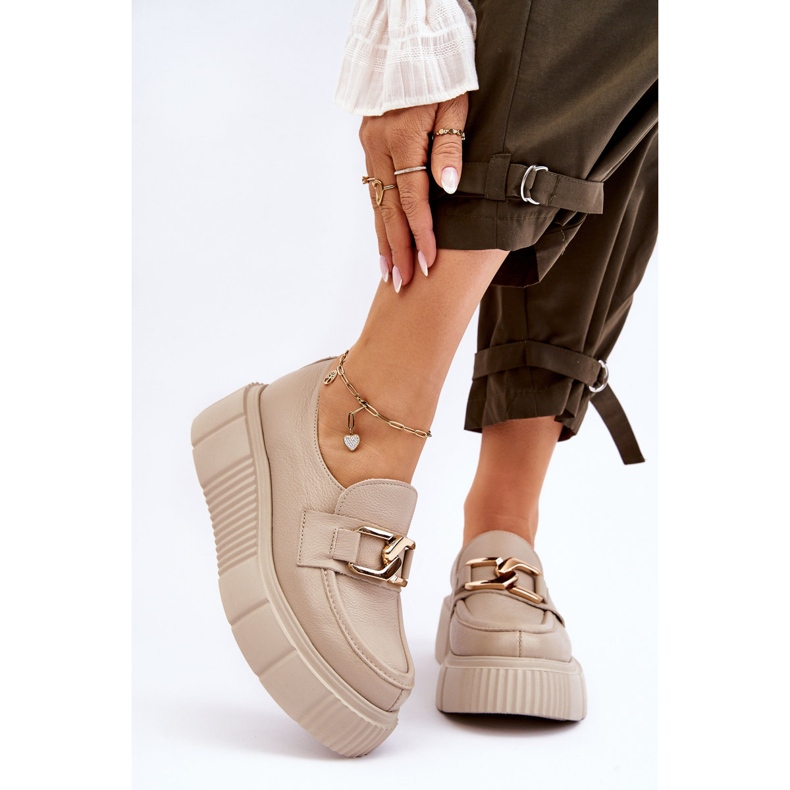 Lemar Scarpe con plateau in pelle alla moda Beige Marsol 1