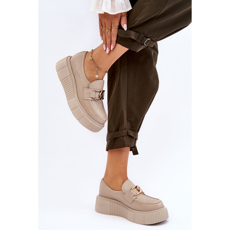 Lemar Scarpe con plateau in pelle alla moda Beige Marsol 2