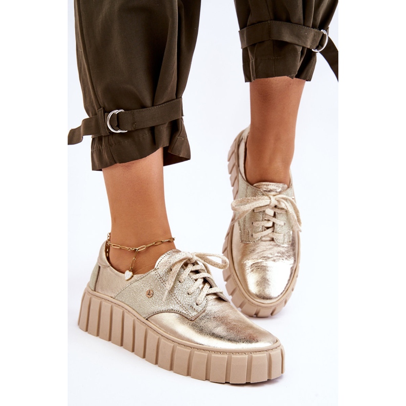 Lemar Scarpe Di Cuoio Sulla Piattaforma Ipnosi D'oro 2