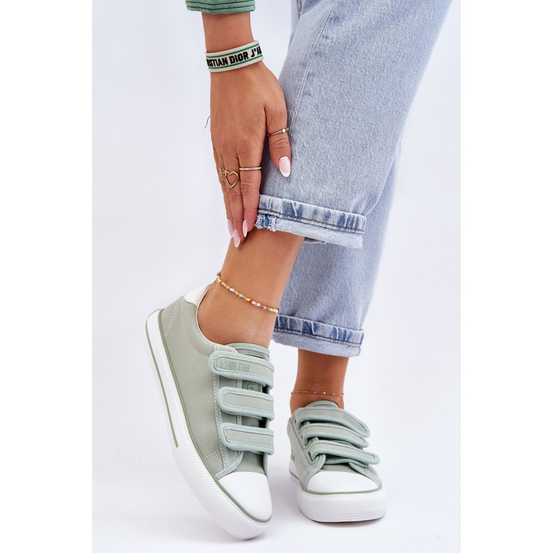 Sneakers Classiche in Tessuto con Velcro Big Star LL274A202 Verde 1