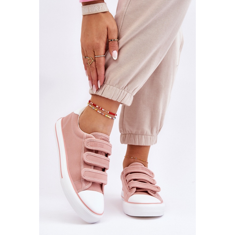 Sneakers Classiche in Tessuto con Velcro Big Star LL274A200 Rosa 2