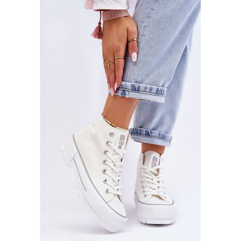 Sneakers Big Star LL274156 High Fabric Platform Bianche bianca 1