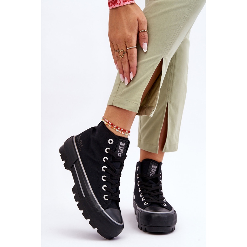 Sneakers alte con plateau in tessuto Big Star LL274155 Nere nero 2