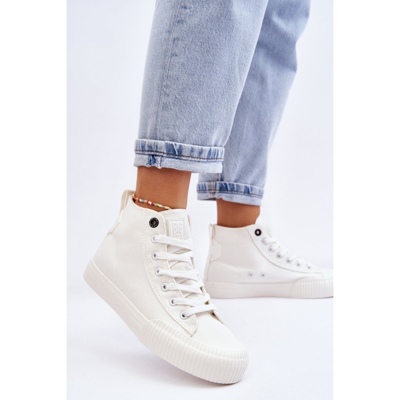 Sneakers alte da donna in tessuto Big Star LL274445 Bianche bianco 2