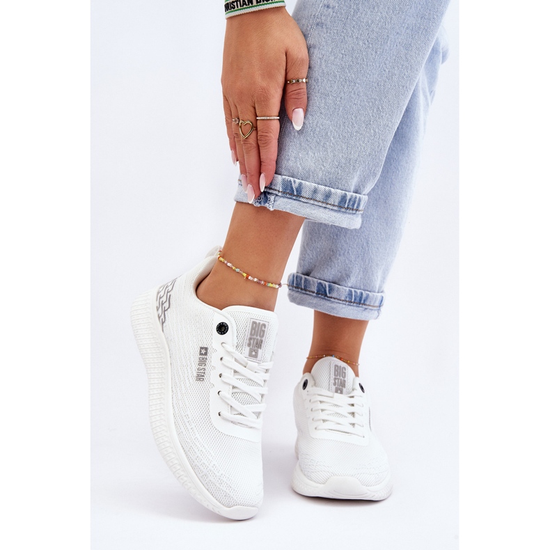 Scarpe sportive da donna in rete Memory Foam System Big Star LL274664 bianche bianco 2