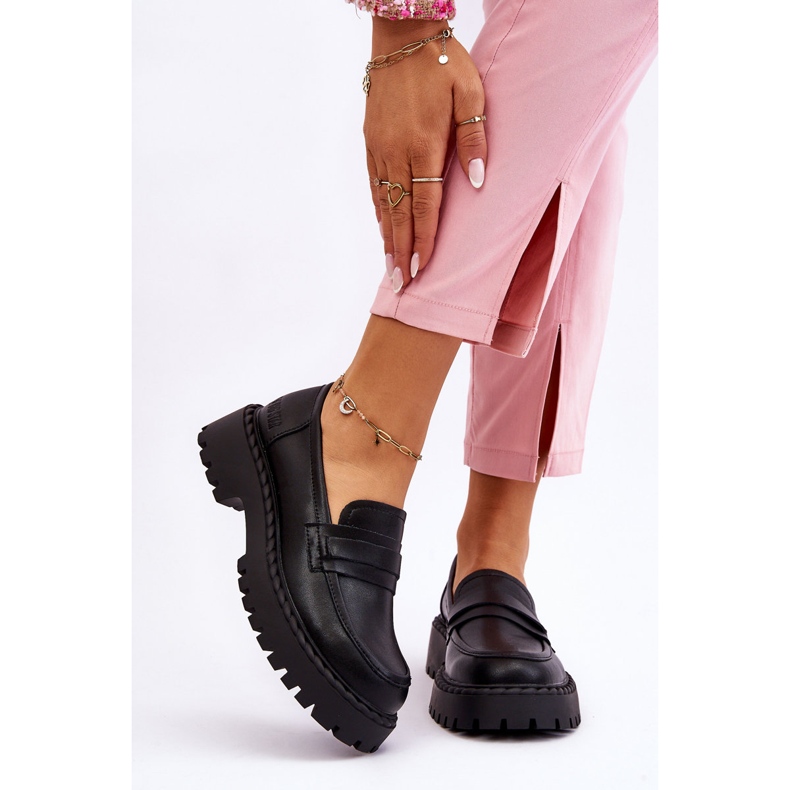 Mocassini da donna Big Star Leather Shoes LL274458 Nero 1