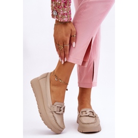 Lemar Mocassini con plateau in pelle con decorazioni Desmond beige 1