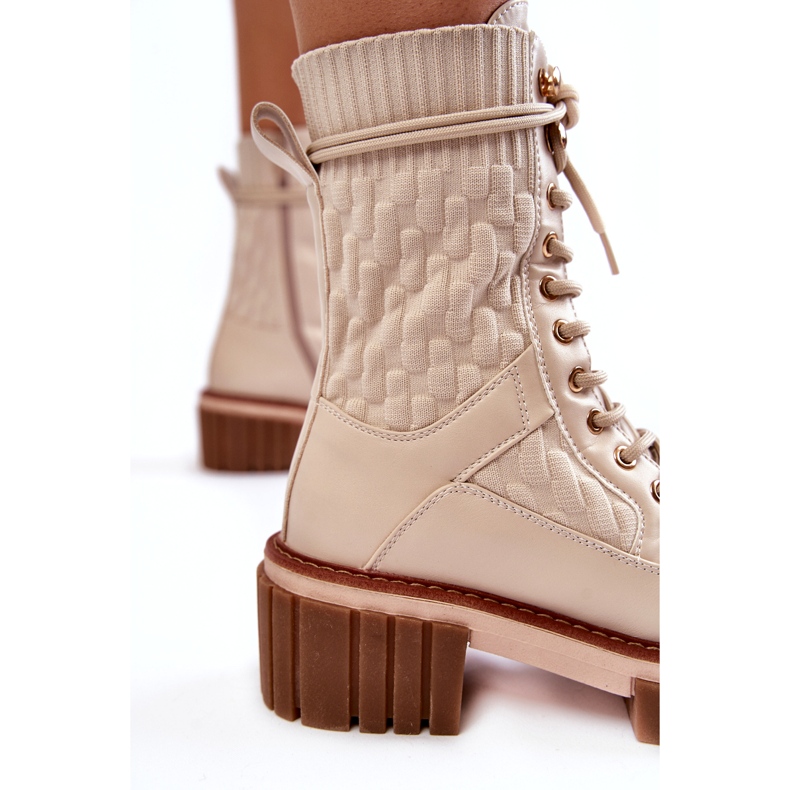 PE1 Stivali Alti Da Donna Con Cerniera Beige Enroe 4