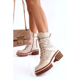 PE1 Stivali Alti Da Donna Con Cerniera Beige Enroe 2