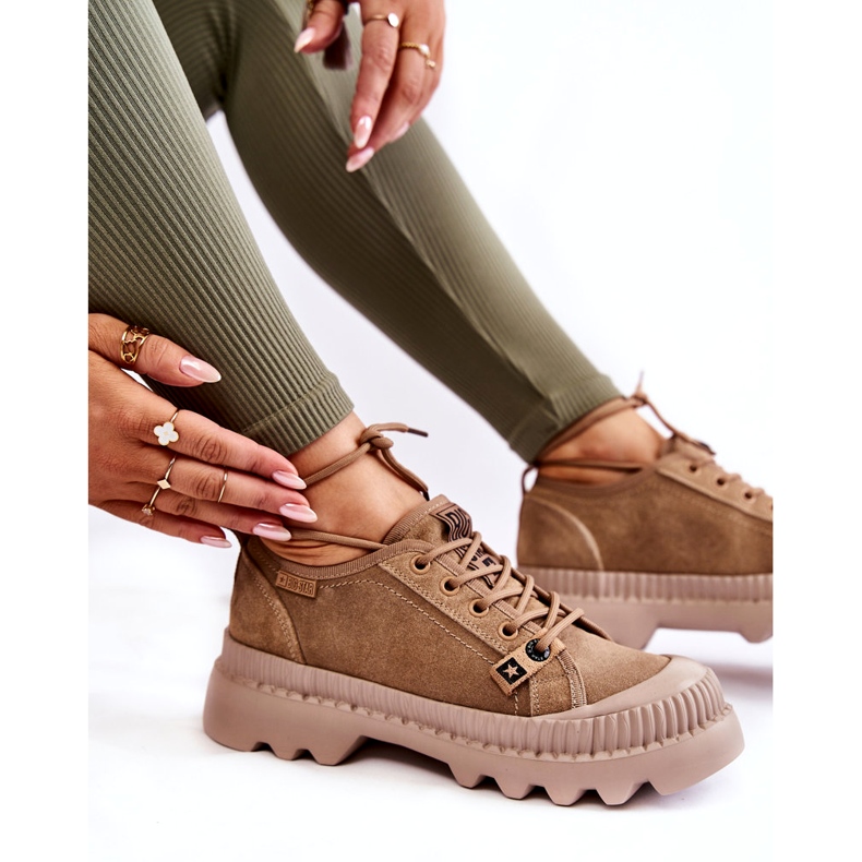 Scarpe sportive in pelle scamosciata Big Star KK274511 Beige 3