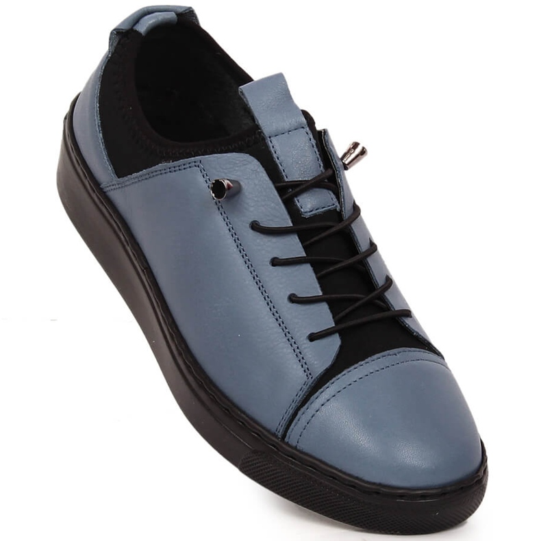 Scarpe slip-on da donna in pelle chiara blu T.Sokolski W22-351 1