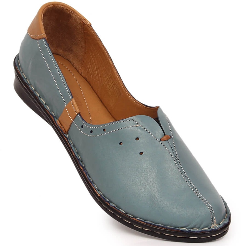 Comode scarpe slip-on da donna in pelle blu Artiker 38C0358 1