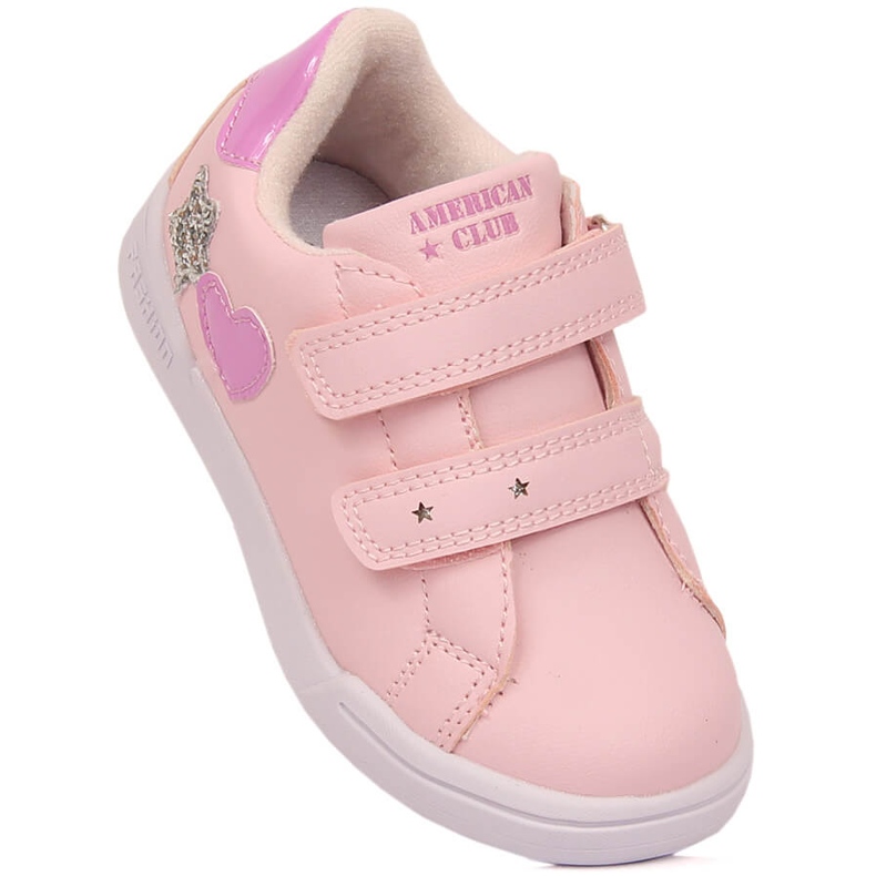 Scarpe sportive da ragazza rosa American Club 125/23 con velcro 1
