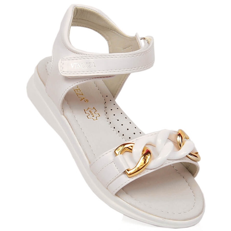 Sandali bambina con catena velcro bianco Vinceza 36127 1