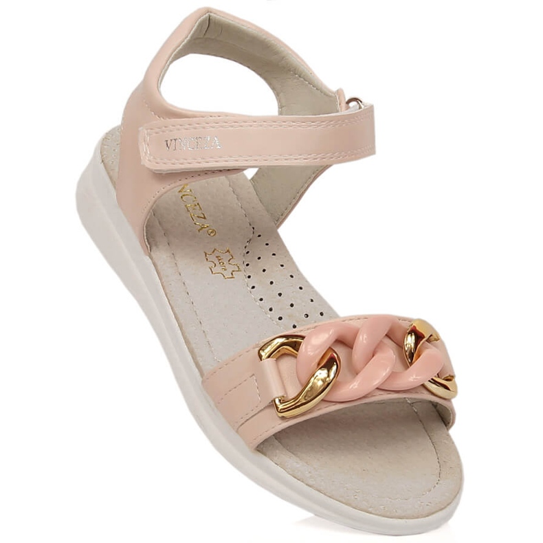 Sandali da bambina con catena in velcro rosa Vinceza 36127 1