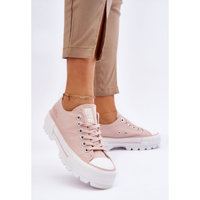 Sneakers con plateau in tessuto Big Star LL274151 Nude rosa 2