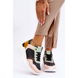 PG1 Scarpe Da Ginnastica Con Plateau In Pelle Da Donna Nere E Verdi Chaya nero 1
