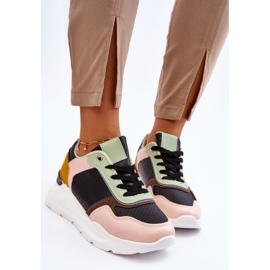 PG1 Scarpe Da Ginnastica Con Plateau In Pelle Da Donna Nere E Verdi Chaya nero 2
