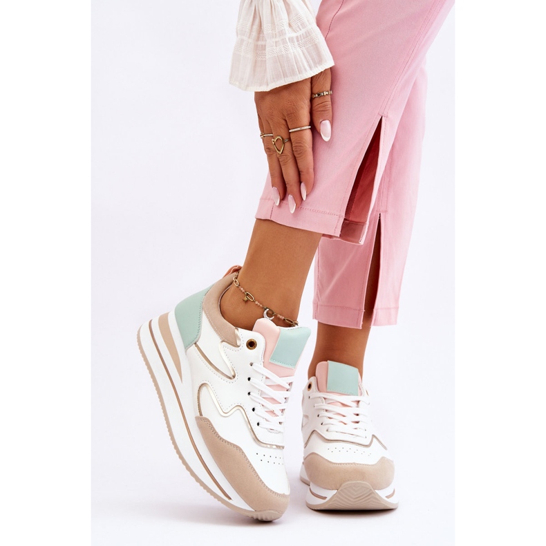 PG1 Scarpe sportive in pelle bianca e beige Roen alla moda 1