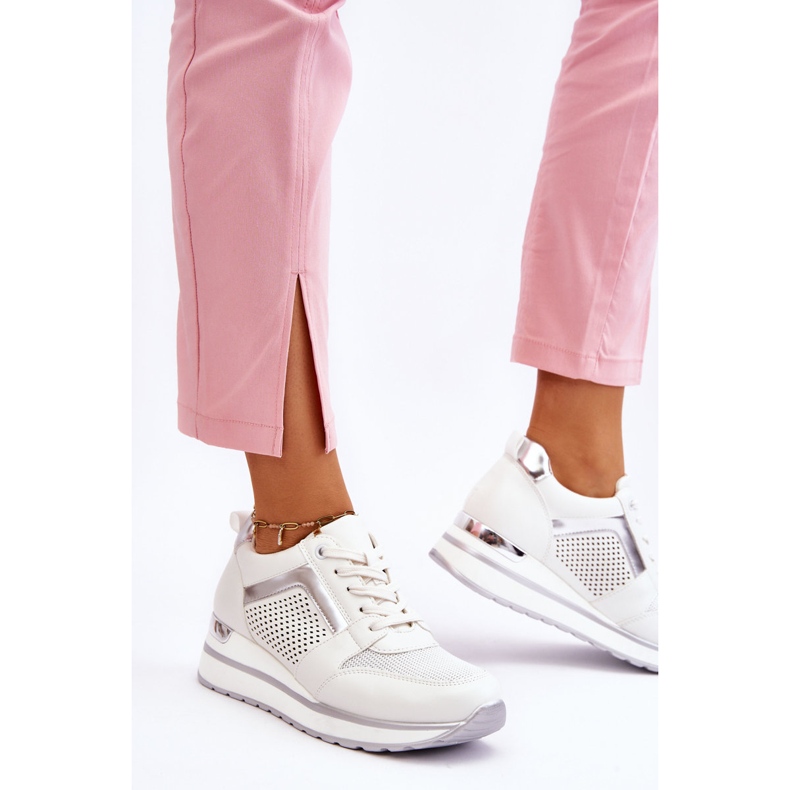 PG1 Scarpe sportive con zeppa bassa in pelle Braylen bianca 2
