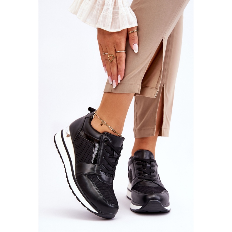 PG1 Scarpe sportive in pelle con zeppa bassa nera Braylen nero 1