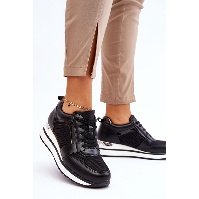 PG1 Scarpe sportive in pelle con zeppa bassa nera Braylen nero 2