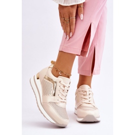 PG1 Scarpe Sportive In Pelle Su Una Zeppa Bassa Beige Braylen 1