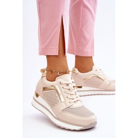 PG1 Scarpe Sportive In Pelle Su Una Zeppa Bassa Beige Braylen 2